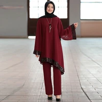 abaya muslim women fashion suit arab including tops pants suit islamic ramadan temperament dress suit spanish ethnic suit