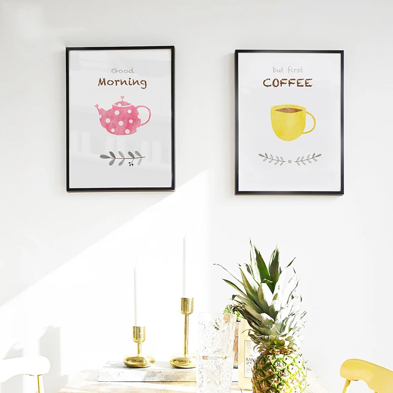 Постер и печати изобразительного искусства "Завтрак кофе" для декора ресторана, детской комнаты, столовой в северном стиле. Не оформленные.