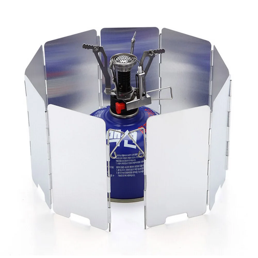 

9 Plate Camping Wind Shield Cooking Stove Mini Aluminum Alloy Portable Stove Folding Windshield For Outdoor Activities