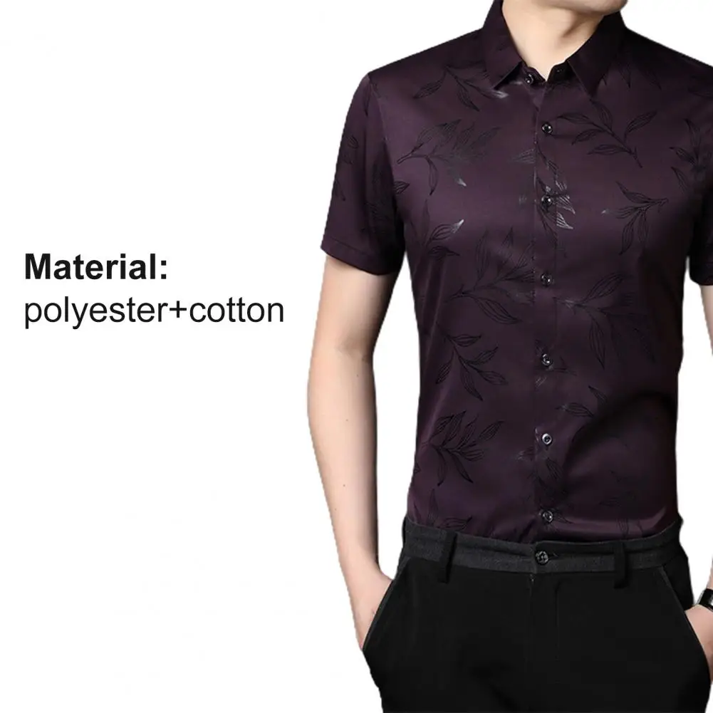 

Slim Men Shirt Long Sleeve Turn Down Collar Stripes Single-breasted Business Shirt Top