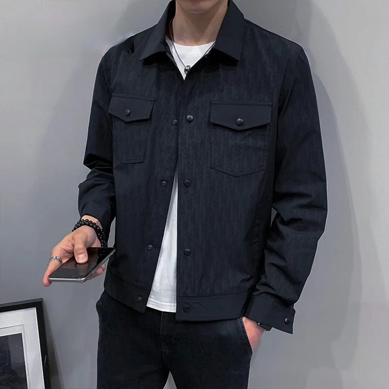 

Men's 2021 Spring Autumn Fashion Solid Color Loose Jackets Men Casual Lapel Outerwear Male Single Breasted Short Coats O77