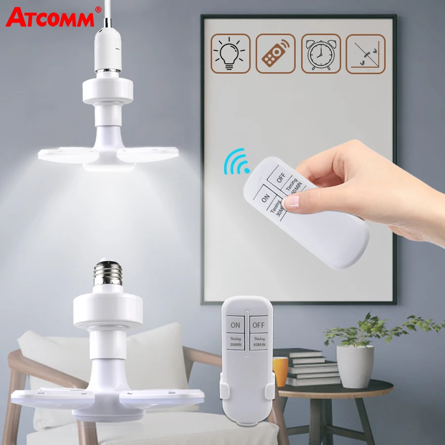 

Remote Control Lamp LED Light E27 28W Natural White High Brightness Folding LED Lamp Bulb AC85-265V With Timing Function Home