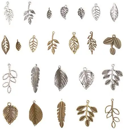 96 шт. 14 видов стилей Подвеска &quotлист дерева&quot Подвески Тибетский сплав листьями
