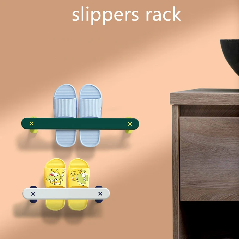 Бытовая одинарная вешалка для полотенец в ванную комнату тапочек без отверстий