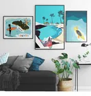 Современная Абстрактная мультяшная настенная Картина на холсте плавательный бассейн река, Постер и banhu домашнее украшение роспись