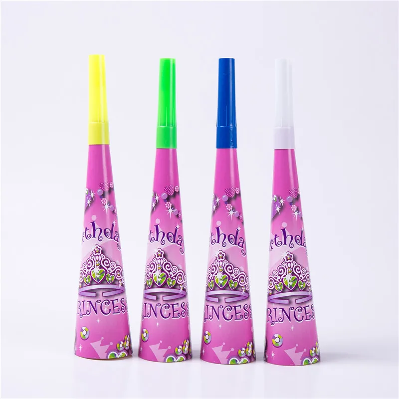 Horn-6pcs Вечерние одноразовые столовые приборы принцессы с сверкающей короной, бумажные стаканчики, салфетки, баннеры, скатерти, семейные вечерние принадлежности - Цвет: Horn-6pcs