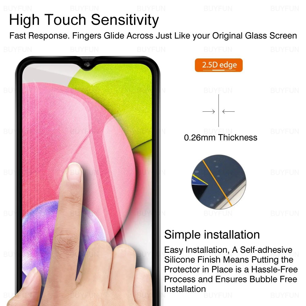 Защитная пленка для объектива камеры Samsung Galaxy A03S с полным покрытием закаленное