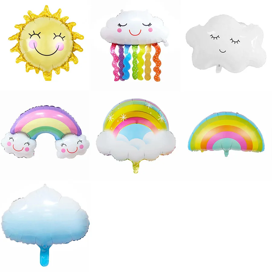 

New Special-Shaped White Cloud Aluminum Balloon Rainbow Smile Tassel Sun Cloud Aluminum Foil Birthday Party Decorative Balloon