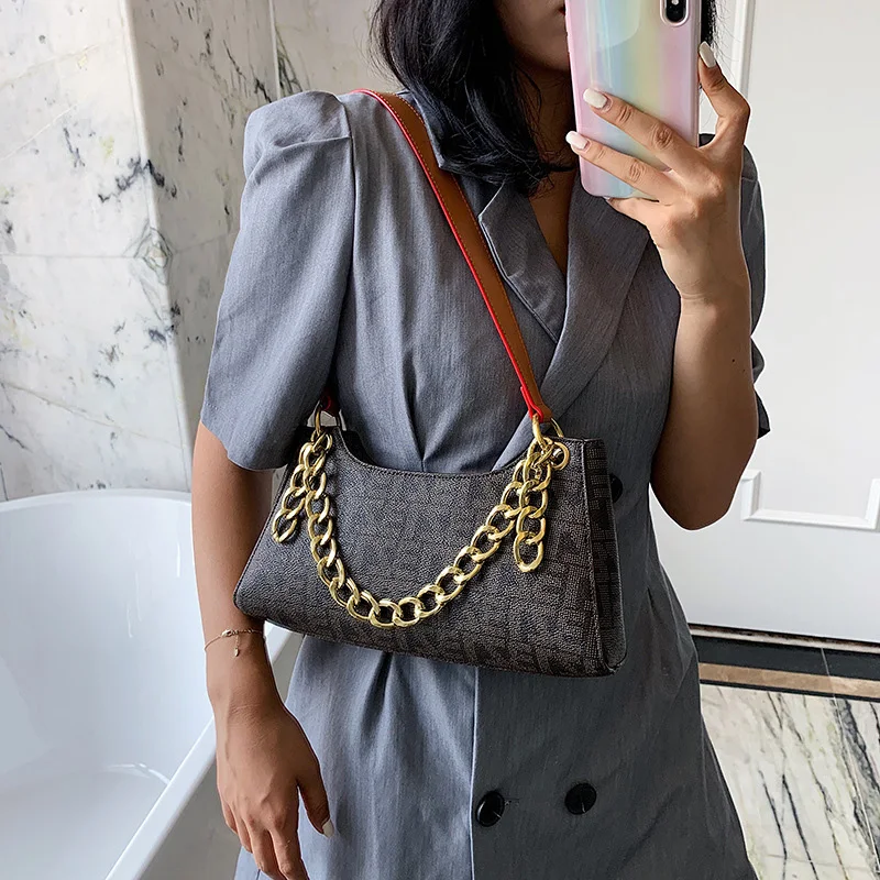 

Retro Underarm Bag Fashion Baguette Shoulder Bags For Women New Lady Chain Handbags Day Clutches Shopping Bags Female Purse 123