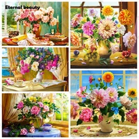 newly diamond painting flower kit retro diamond embroidery vintage fresh flowers wall picture mosaic for home wall decor