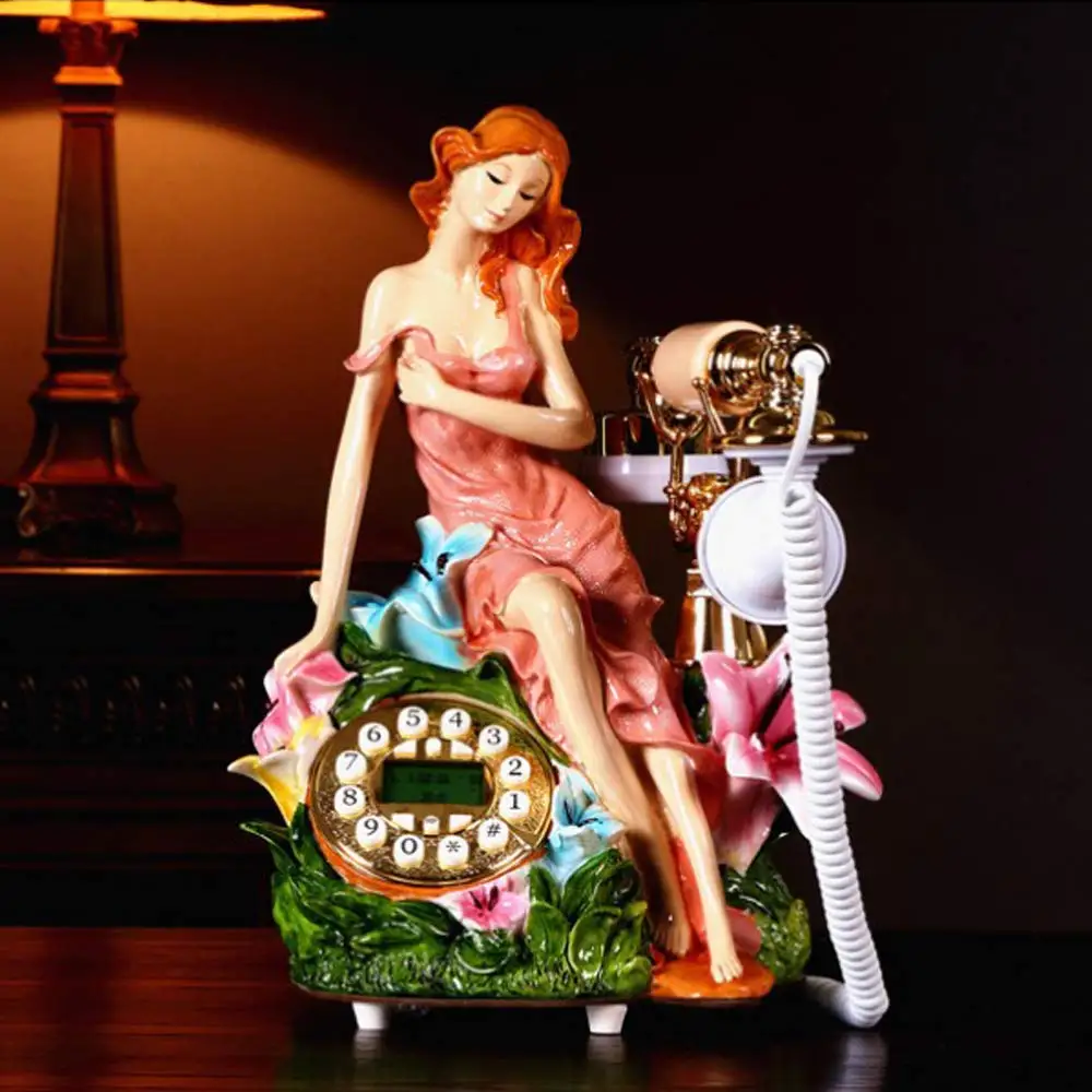Позолоченный стационарный телефон Pretty Beatuy для девочек домашний офисный декор