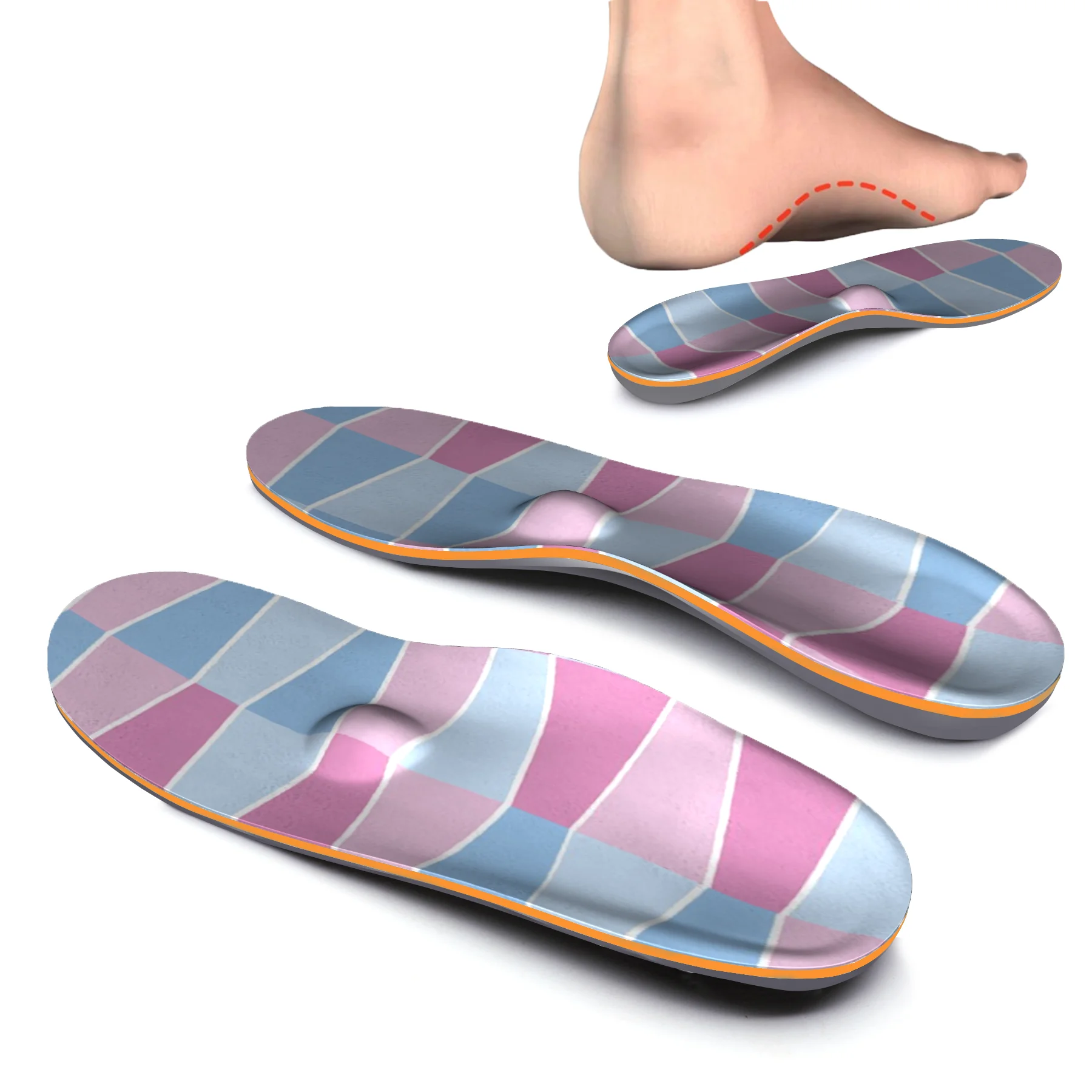 

Memory Foam Colorful Blocks High Arch Support Insole Relief Foot Pain Pressure Orthopedic Insoles for Men and Women