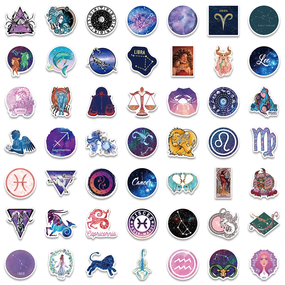1050100pcs zodiac constellation graffiti stickers skateboard guitar laptop suitcase phone waterproof sticker decal kid toy free global shipping