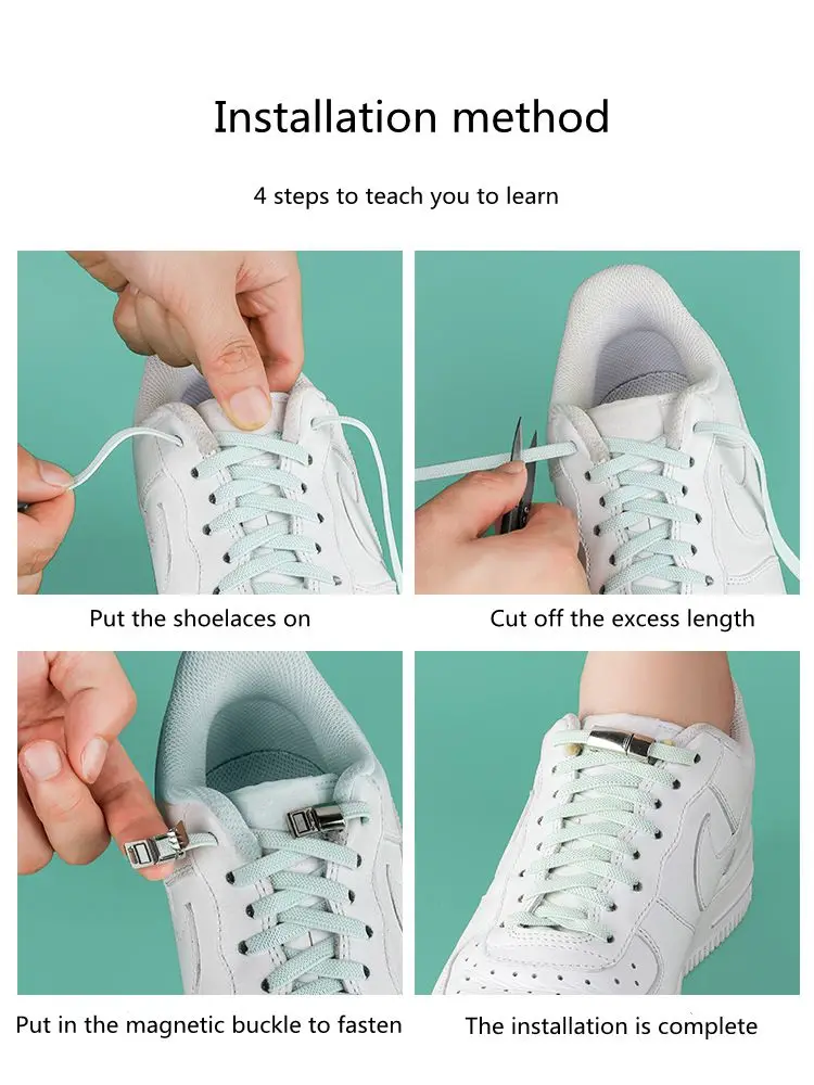 New Upgrade Magnetic Buckle Latex Rubber Band Elastic Laces Sneakers Laces Without Tying Kid and Adults Are Available Shelaces