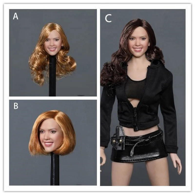 

In stock GACTOYS 1/6 GC035 Smile Girl Head Sculpt Long Hair For 12'' Female Body