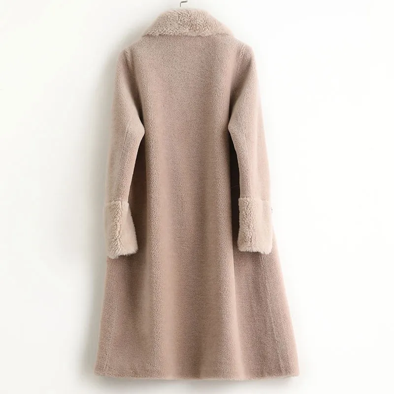 Шерстяное меховое пальто женская верхняя одежда на осень и зиму LF2153 | Женская