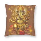 Наволочка Gold Lord Ganesha 45x45, домашняя декоративная подушка с 3D принтом, индуийский Бог, статуя Будды, слон, декоративная подушка для автомобиля, двухсторонняя