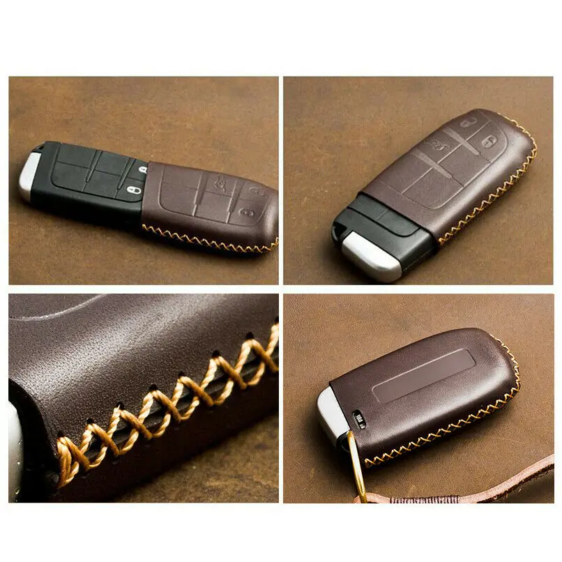 2 3 4 Buttons For Jeep Grand Cherokee Chrysler 300C Renegade Fiat Freemont Leather Car Key Cover Case Chain Protector | Автомобили и