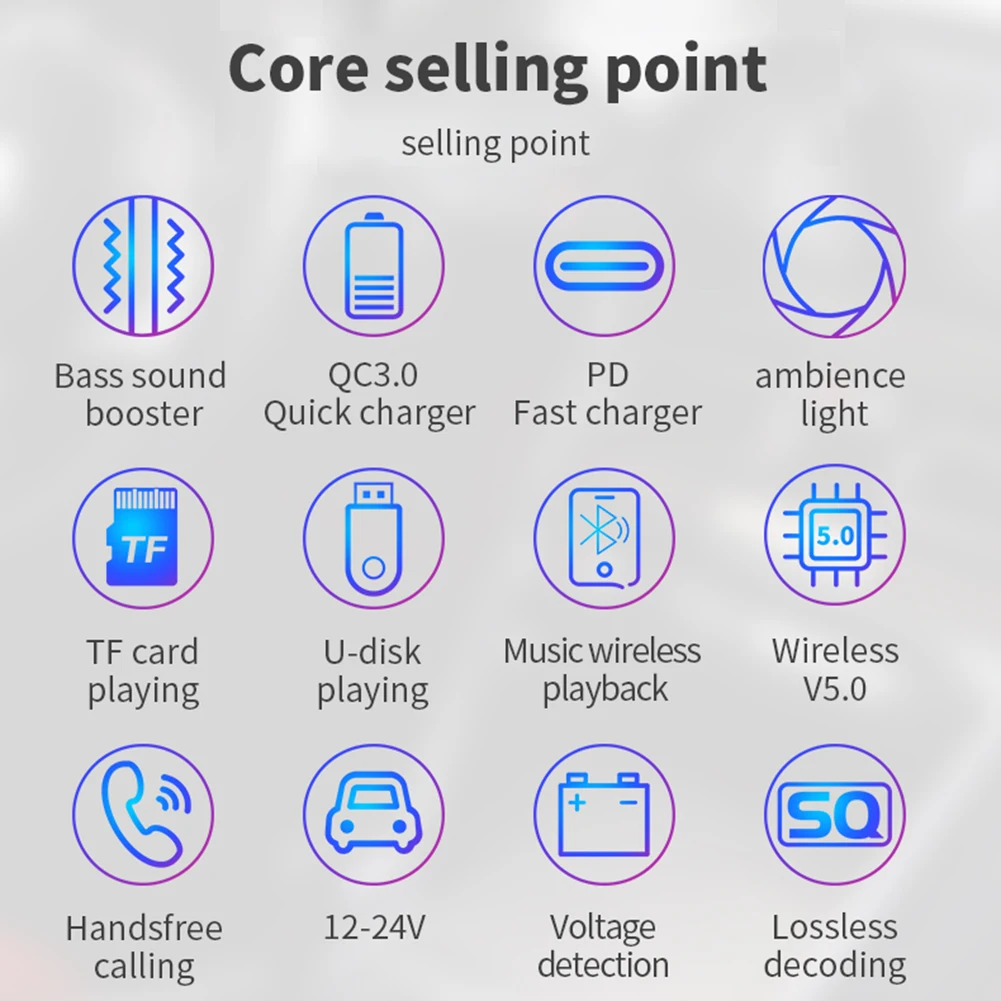 Автомобильный FM-передатчик Bluetooth 5 0 20 Вт PD Type-C 2 порта USB зарядное устройство для