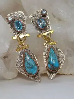 

Wish Hot Sale New Fashion Turquoise Earrings Europe And America Cross Border Popular Eardrop