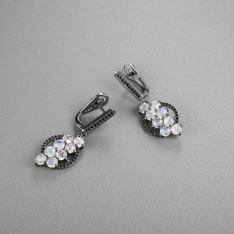 Новый стиль натуральный драгоценный камень синяя серьга с лунным камнем серебро