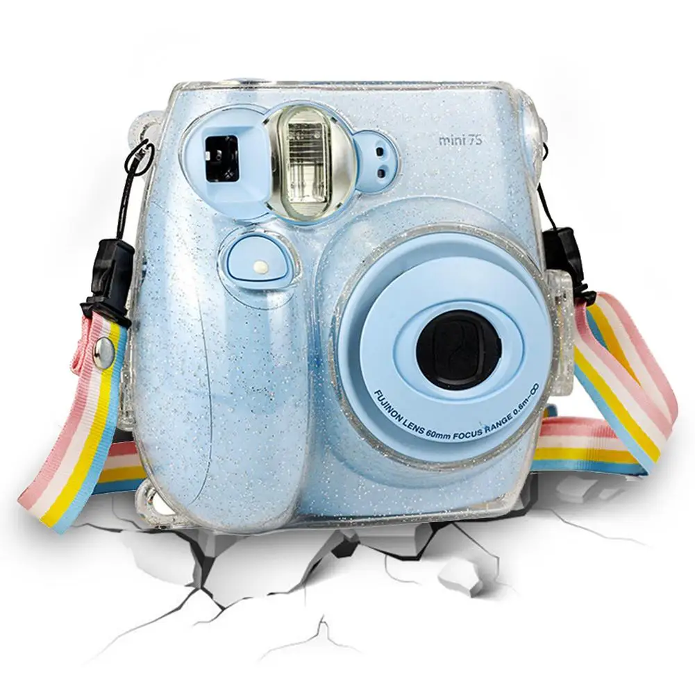Розовый фотоаппарат Polaroid Защитный чехол с отделкой прозрачными стразами Крышка для Fuji Instax Мини-пленка для фотоаппаратов моментальной печати 7s 7C