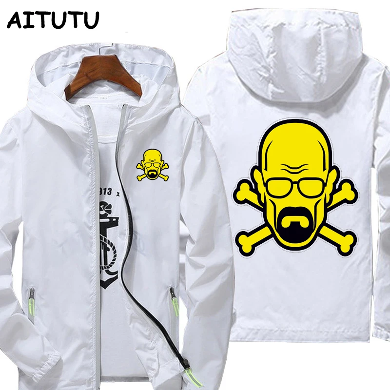 

Breaking Bad Men's anime Jackets Windbreaker Jacket Reflective zipper thin hoodie jacket waterproof Outdoors