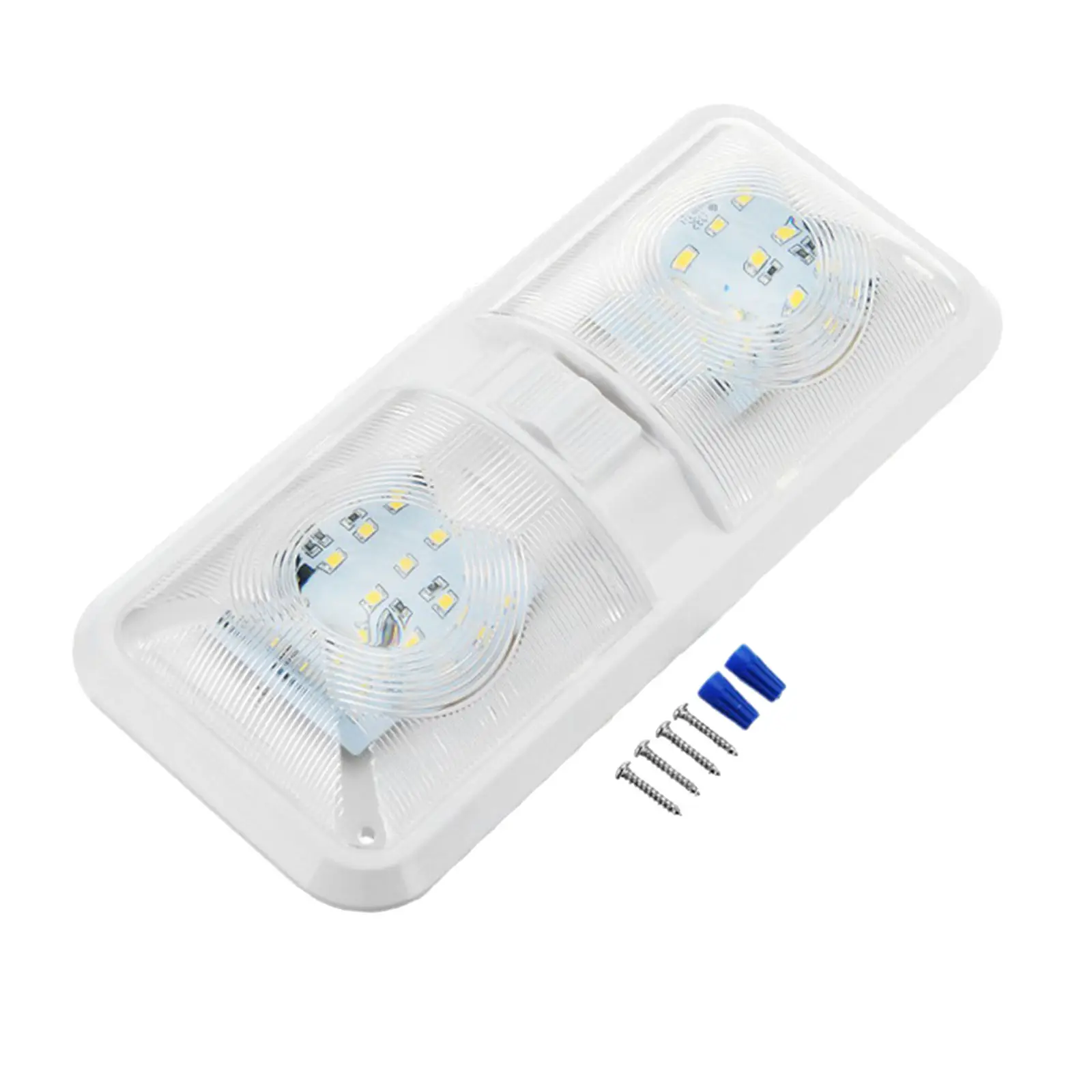 

LED Double Dome Light with ON/OFF Switch Interior Lighting for Car Trailer Camper Natural White 48X5050SMD