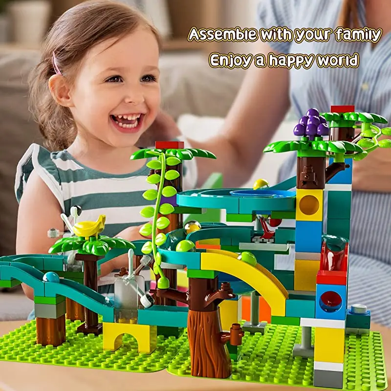 124 шт. Мрамор забе город строительные блоки Воронка слайд лабиринт мяч большой