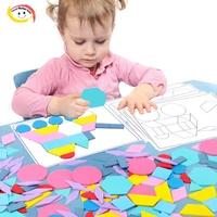 1 set colorful jigsaw puzzle set kids creative tangram 3d wooden puzzle educational learning aids children montessori toys