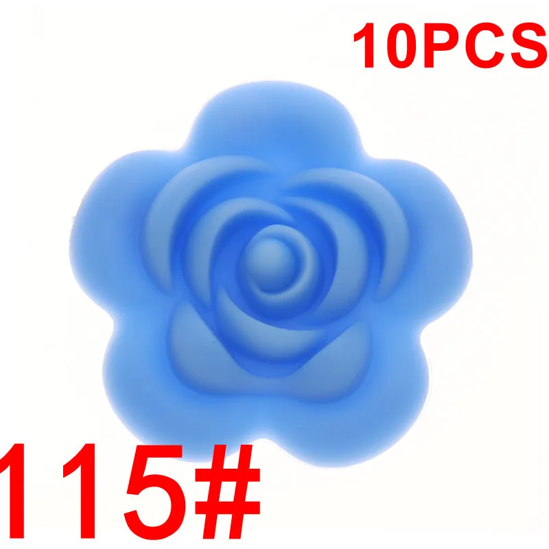 115 China Blue Fkisbox 10 шт. Силиконовые Розовые Детские зубные кольца BPA бесплатно цветок жемчуг бижутерия для прорезывания зубов DIY пустышка цепь очаровательные игрушки для кормления - Цвет: 115 China Blue