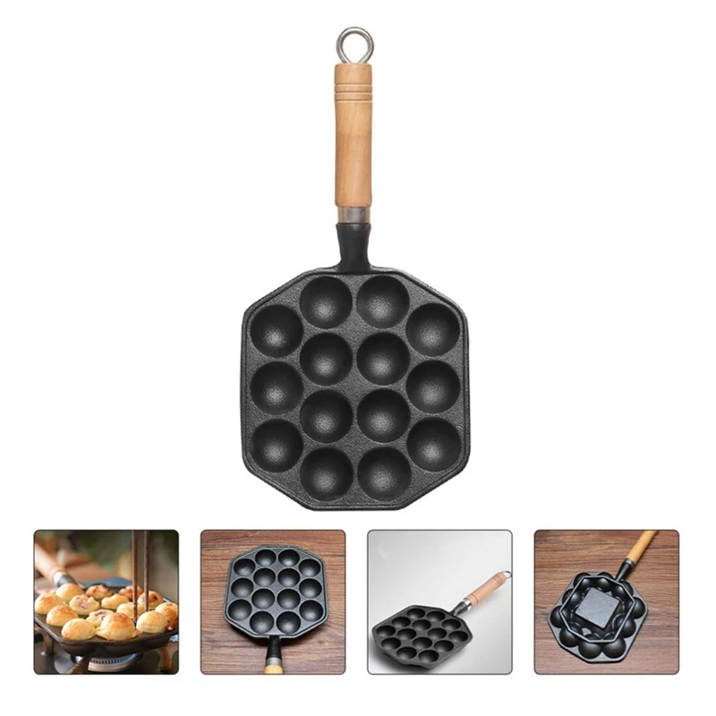 

Takoyaki Pan 14 Holes Takoyaki Pan Home Kitchen 14- Cavity Baking Mold Octopus Ball Maker Grill Plate Black