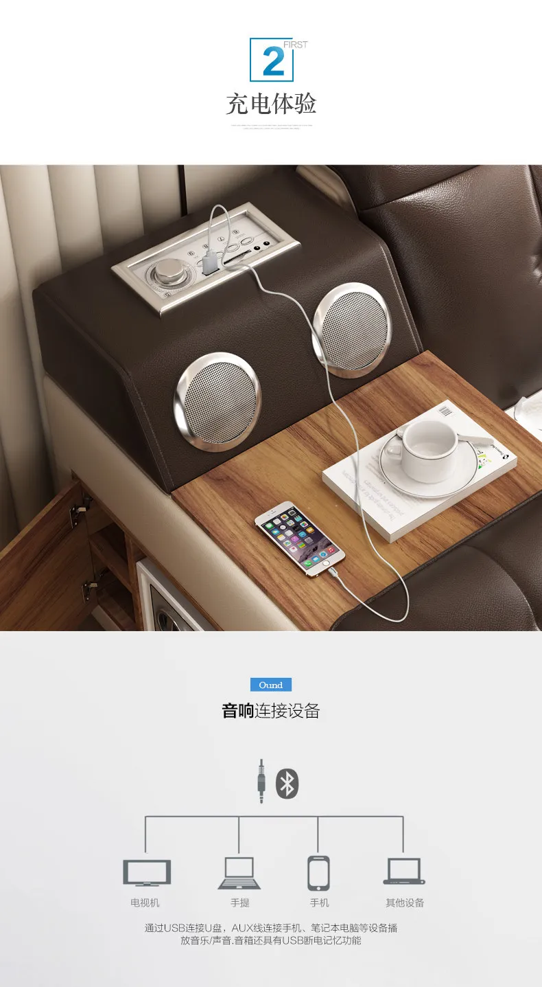 Кровать из натуральной кожи с массажем Двойная модель размер king/queen мебель для