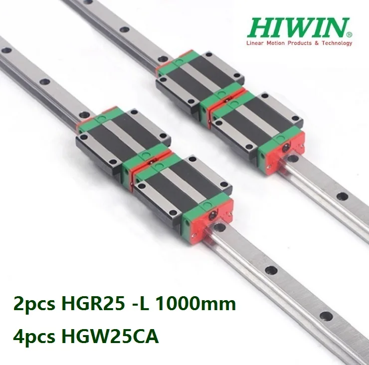 

2pcs origial Hiwin rail HGR25 -L 1000mm linear guide + 4pcs HGW25CA HGW25CC flange carriage blocks for cnc router