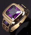 Milangirl очаровательное мужское кольцо с фиолетовым цирконием фианит камень кристалл позолоченное кольцо для вечеринок Мужская мода ювелирный подарок на палец