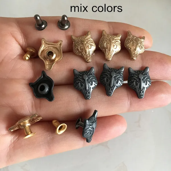 Mix Colors Новое поступление! Золотые лисички заклепки, 11*14 мм модные DIY металлические заклепки Шпильки, кожаные поделки, ботинки, ремень, сумки, шляпа украшения 100 набор - Цвет: Mix Colors