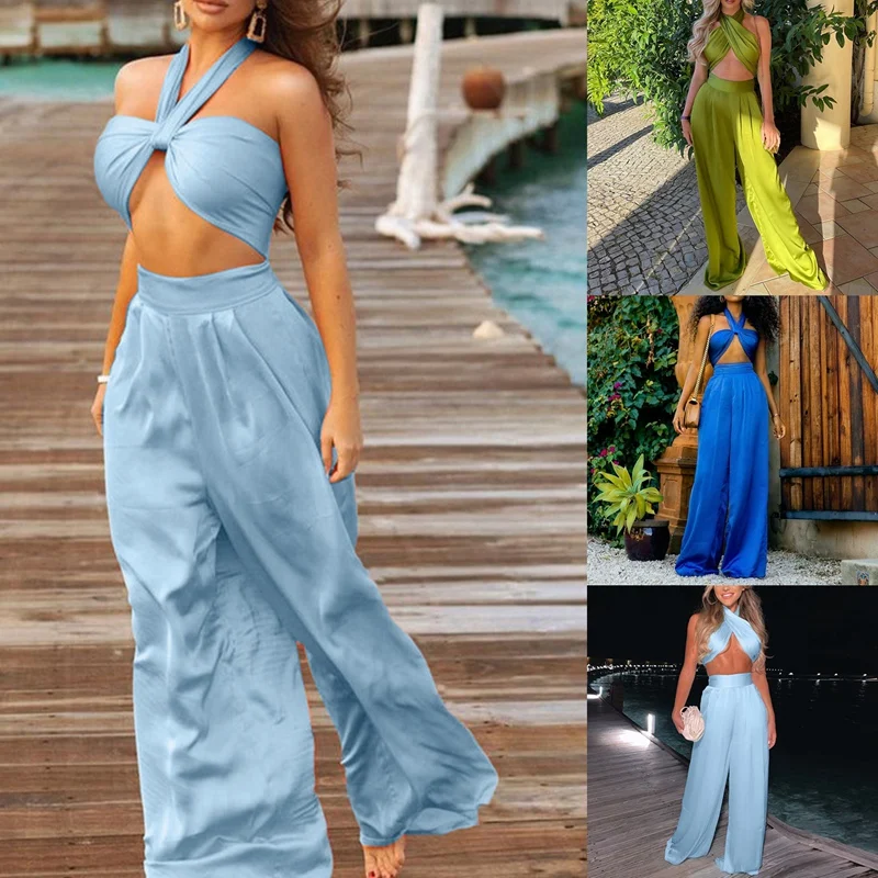 

Модные шелковистые комплекты из 2 предметов, раньше, без рукавов, короткий топ на бретелях, одежда, летние костюмы, подходящий комплект