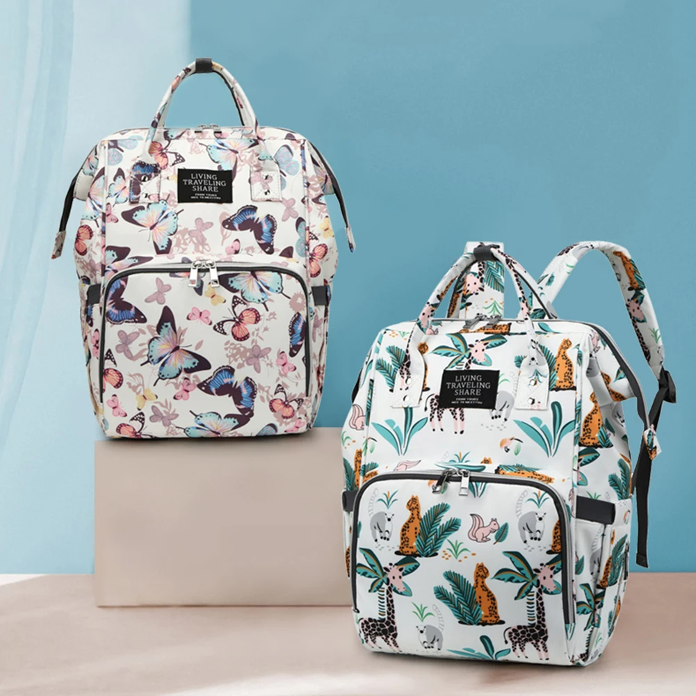 

Ladies Multi Function Nappy Backpack Animal Print Diaper Stroller Bag for Baby Care Nursing Large Waterproof Maternity Bag