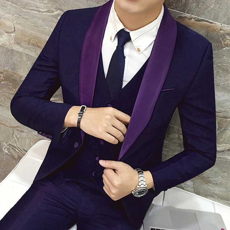 Мужская одежда сплошной цвет осень-зима Модели жениха платье костюм мужской из