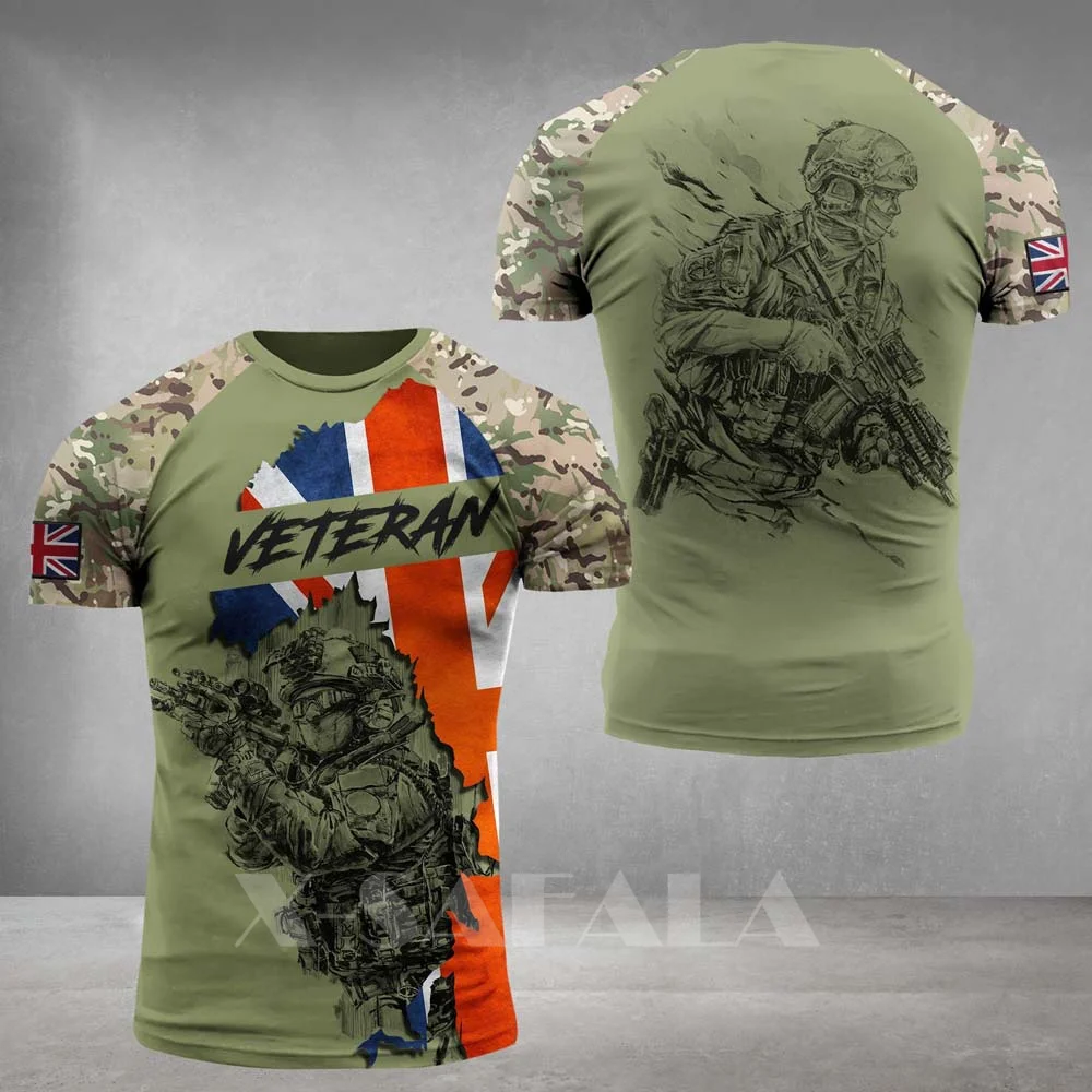 

BRITISH-ARMY-CAMO-VETERAN SOLDIER Высококачественная футболка из молочного волокна с 3D-принтом, летняя повседневная футболка с круглым вырезом для мужчин ...