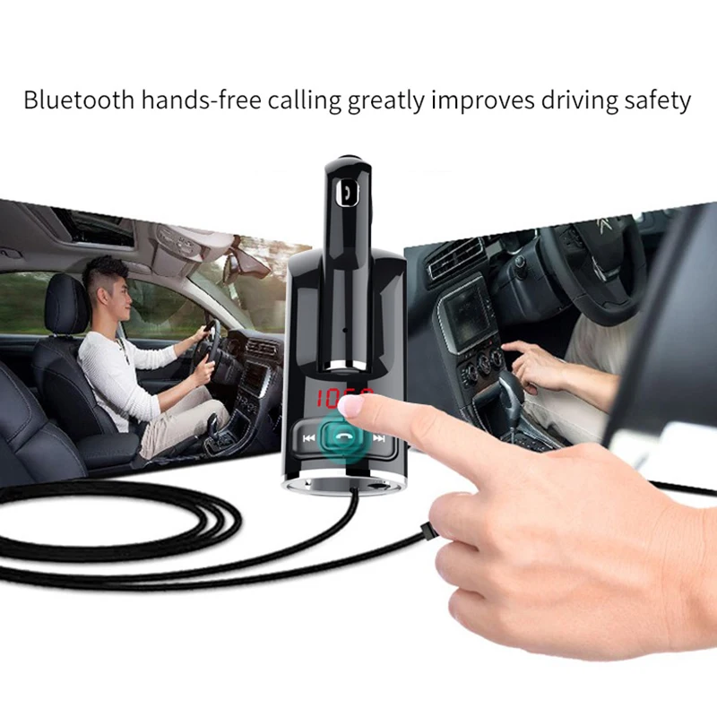 

CDEN wireless Bluetooth headset FM transmitter car mp3 player music player USB car charger fast charge