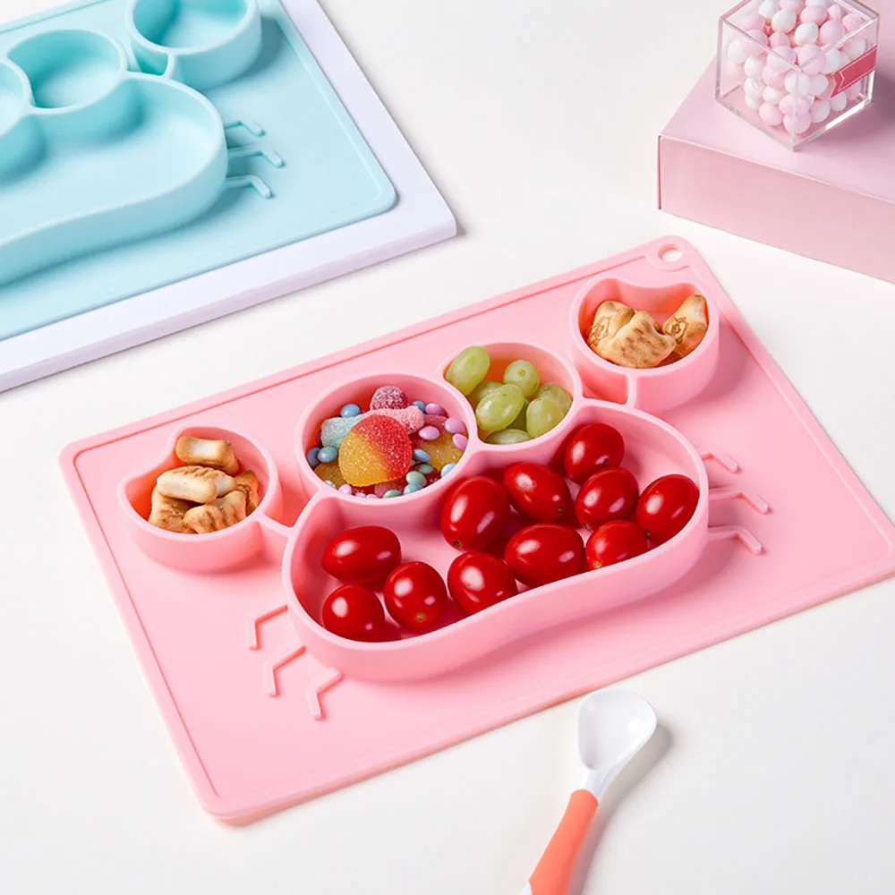 Детская безопасная силиконовая столовая тарелка BPA бесплатная твердая детская