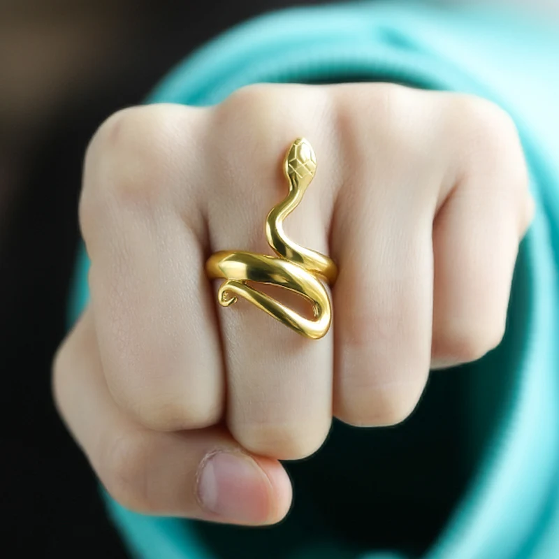 Кольцо в виде змеи для женщин и мужчин готическое ювелирное изделие из