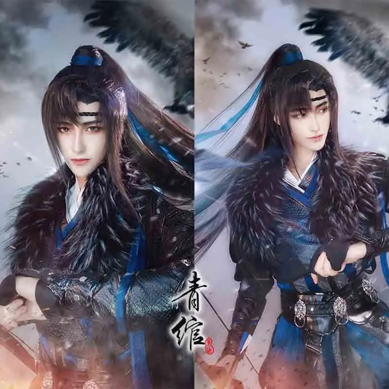 Perucas para Homens Anime Cosplay Hanfu Perucas Homem Preto Antigo Chinês Acessórios Longo Reta
