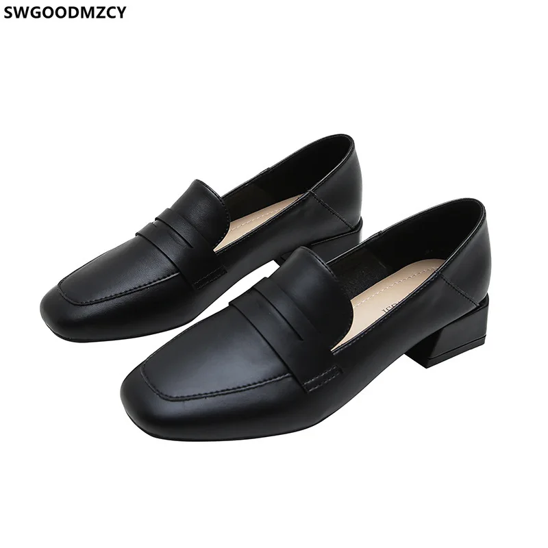 

Loafers Women Block Heel Leather Casual Shoes Slip on Shoes for Women Vulcanize Sapatos Oxford Shoes for Women Zapatillas Mujer