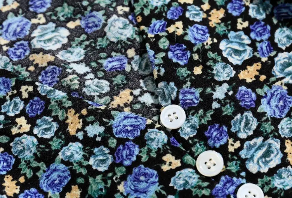 Женское винтажное платье-миди Bazaleas элегантное платье с принтом в виде синей розы