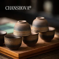 chanshova 40 70ml chinese retro handmade pottery teacup high temperature small liquor cup china ceramics tea set h453