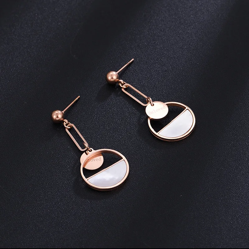 

South Korea Half Round studs Earrings Women's Stainless Steel Jewelry Natural Decorations Earrings Wholesale 2021 Trends