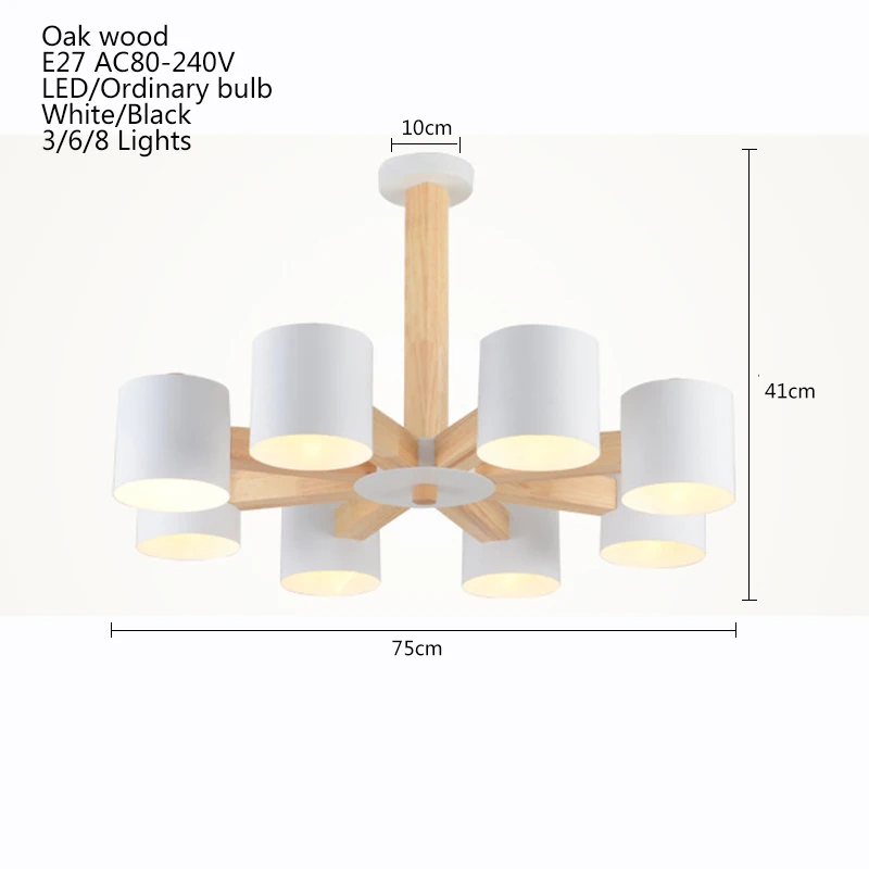 Скандинавская Современная кованая железная люстра из массива дерева E27 для