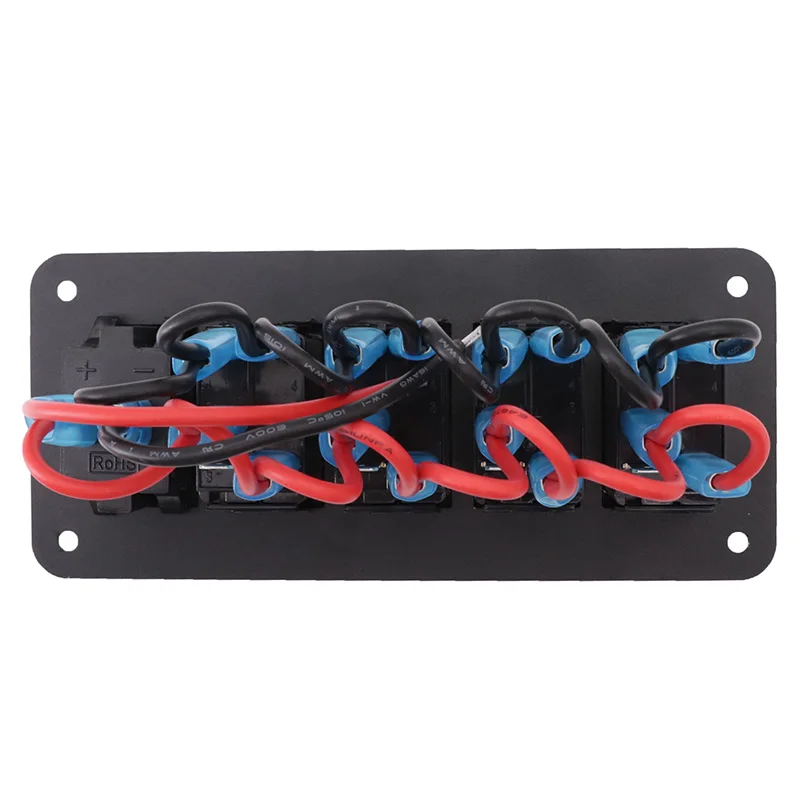 Панель переключателей на 4 группы с двойным USB 12 ~ 24 В синяя светодиодная панель